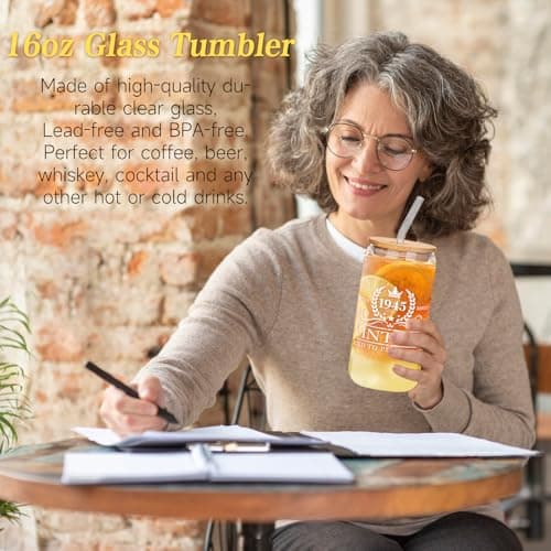 80th Birthday Gifts for Women, Cool Gifts for 80 Year Old Women, Eighty Birthday Tote Bag Glass Cup Candle Gift Basket Ideas Daughter Mom Sister Friend Wife Coworkers