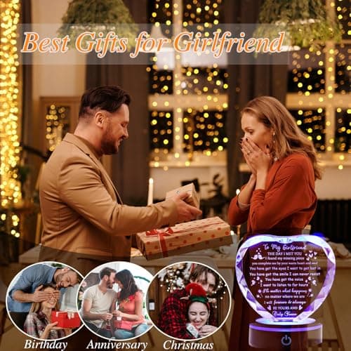 Gifts for Girlfriend with Light Base, Girlfriend Gifts from Boyfriend, Romantic Anniversary Birthday Gifts for Girlfriend Her Valentines Christmas I Love My Girlfriend Gift for Women