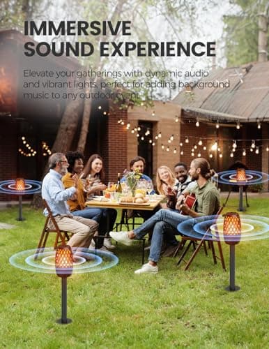 Upgraded Outdoor Speakers Gift for Men Bluetooth Speaker with lights Multi-Sync up to 100 Speakers Auto-Pairing HD Stereo Sound Cool Tech Gadgets for Him IPX5 Waterproof for Outside|Patio|Porch