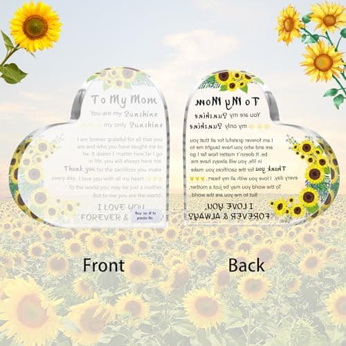 Gifts for Mom, 5.9×5.9 inch Delicate Heart Plaque, Mom Birthday Sign Present Idea, First Mothers Day Christmas Stocking Stuffers Birthday Acrylic Gifts for Mama Stepmom, Christmas Gifts for Mom