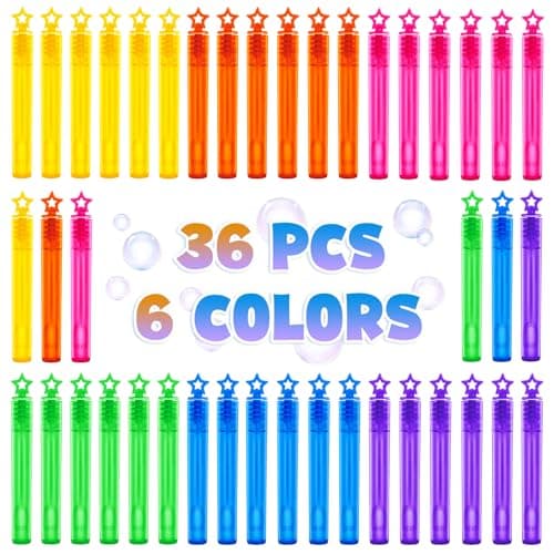 36 Pieces Mini Bubble Wands,Bubble Party Favors Assortment Toys for Kids,Themed Birthday, Halloween, Goodie Bags, Carnival Prizes, Wedding, Bubble Maker Toys for Kids,Outdoor Gifts for Girls & Boys