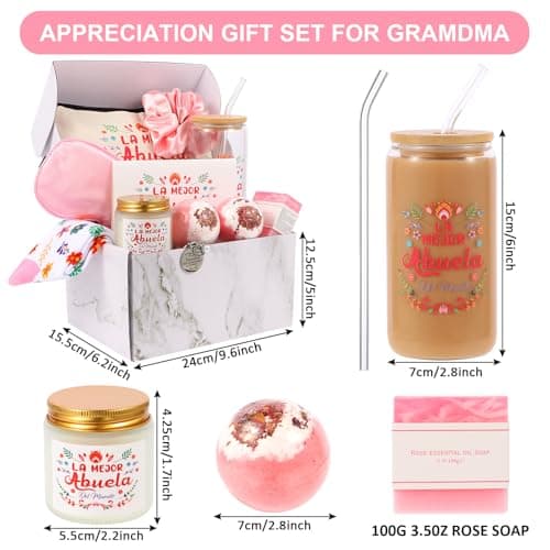 Kolewo4ever 12 Pieces Spanish Grandma Gifts Mothers Day Gifts Birthday Gift for Grandmom from Granddaughter Grandson,Best Grandma Gift for Gigi Grandmother