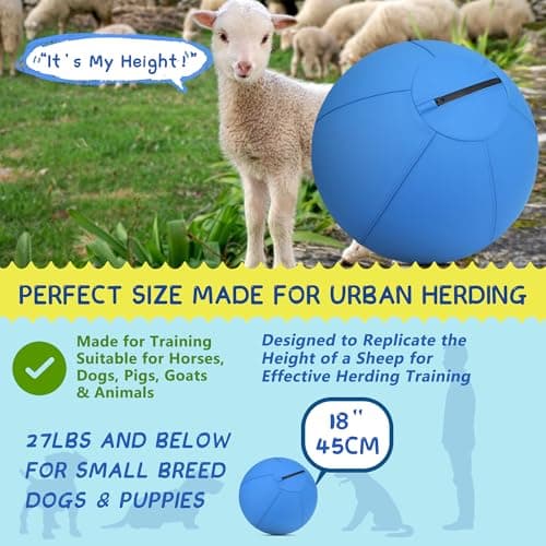 Herding Ball for Dogs - 18" Dog Herding Ball, Agility Equipment, Herding Ball for Australian/German Shepherd Collie, Dog Toys for Christmas/Birthday Gifts (Blue, Medium - 18")