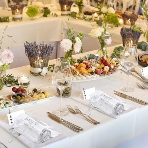 Sliner 50 Set Wedding Favors for Guests Bulk 2oz Acrylic Cheers to Love Shot Glasses with Thank You Cards Organza Bags for Guest Souvenirs Wedding Gifts Newlyweds Bridal Shower Party (Rectangular)