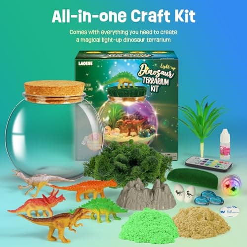 Dinosaur Toys for Kids - Dinosaurs Terrarium Kit for Kids - Birthday Gifts for Boy Ages 4 5 6 7 8-12 Year Old - DIY Dino Toys for Boys - Arts and Crafts Kit for Kid