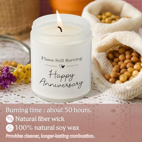 Happy Anniversary Couple Gifts - 10th, 25th, 40th, 50th Wedding Anniversary Candle Gifts for Him, Her, Husband, Wife - 7oz Lavender Soy Wax Scented Candle