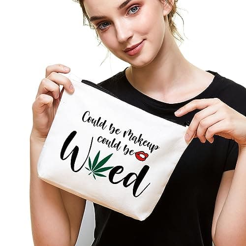Fokongna Funny Makeup Bag Gifts For Best Friend Woman Gag Gifts for women Funny gifts Weed Small Cosmetic Bag Sister Travel Accessories Organizer Bag Toiletry Case for Birthday Christmas Gifts