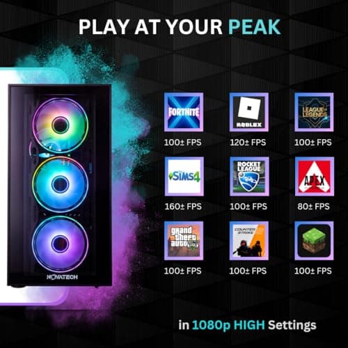 NOVATECH Phantom - Prebuilt Gaming PC Desktop Computer - RTX 3050 - Intel i7 Xeon 3.5GHz - 16GB RAM - 512GB M.2 SSD WiFi/BT, Win 11 Pro - Gaming Computer Tower, Pre Built PC Gaming - 1 Year Warranty