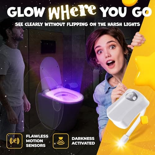Toilet Bowl Night Light - Unique Cool Gadget with Motion Sensors & Multi Color LED - Funny Gag Gifts for Men, Dad, Husband, Boyfriend - Fun Birthday Present for Him