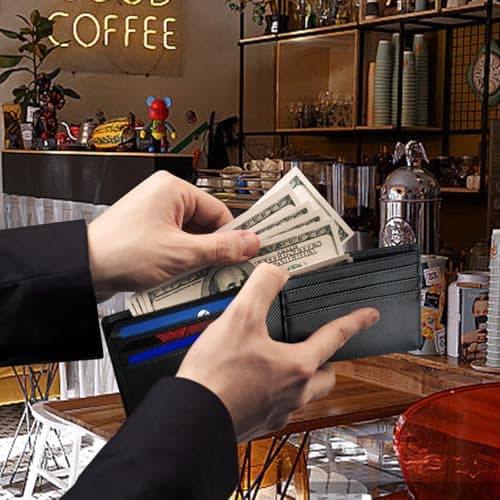 Slim Rfid Leather Wallet for Men: Stocking Stuffers Birthday Gifts for Men Him Boyfriend Husband Grandpa Minimalist Travel Wallet Gifts Ideas for Christmas Anniversary Valentines Fathers Day