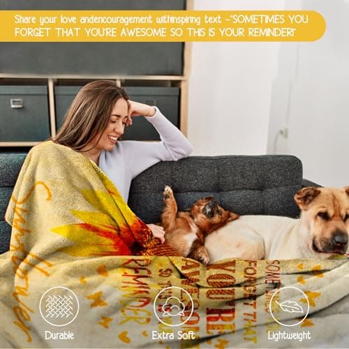 Sending Sunshine Gift, Sunflower Gifts for Women, Care Package, Birthday Gifts Box, Get Well Soon Gifts Basket Thinking of You Gift for Women, Friend, Sister, Mom with Inspirational Blanket