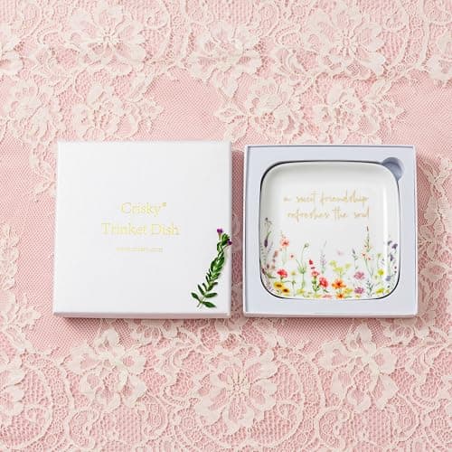 Crisky Jewelry Ring Dish for Women Christian Gifts Trinket Tray Inspirational Friendship Gifts for Friend Birthday Jewelry Tray for Her Sisters Besties Verse: Sweet Friendship –Proverbs 27:9