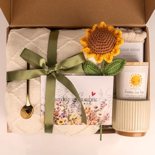 Gift Baskets for Women, Unique Birthday Gifts for Women, Best Friend Birthday Gifts, Get Well Soon Gift Basket，Sending Sunshine Gifts Sunflower Gifts, Thinking of You Care Package