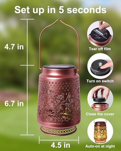 Christmas Gifts for Women, Hummingbird Solar Lanterns Outdoor Waterproof, Garden Decor Birthday Gifts for Women Mom Grandma Sister, Metal Hanging Solar Lights Outside Decorative for Backyard Patio