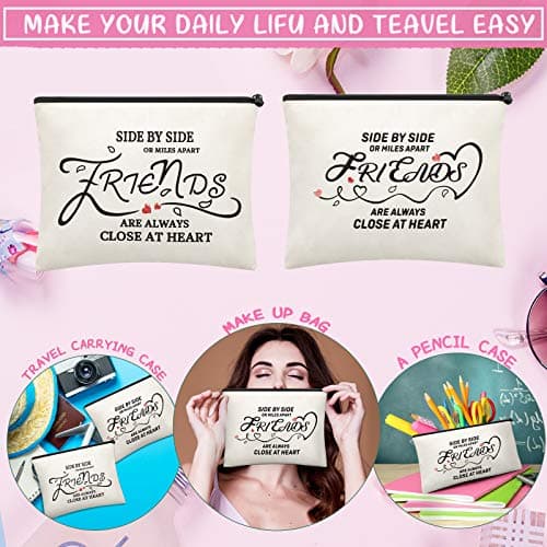 Weewooday 6 Pieces Friendship Gifts for Women Good Friends Makeup Cosmetic Bags Weekend Trip Gifts Birthday Portable Makeup Bags Gifts for Women Travel Retirement Anniversary Present(Classic Style)