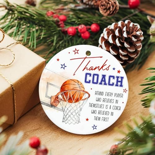 ZAGKOO Basketball Coach Ornament 2025 - Coaches Christmas Ornaments for Men and Women - Basketball Coach Gifts - Sports Thank You and Appreciation Gift Ideas - Ceramic Xmas Tree Ornament Decoration