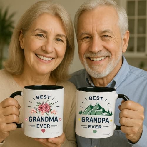 Vivulla68 Christmas Gifts For Grandparents Mug Set 11Oz, Best Grandparents Ever Gifts, Present for Grandma Grandpa Cups, Gift Ideas From Grandkids, Grandchildren, Baby Reveal for Nana Papa