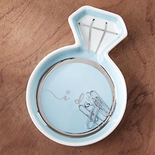 Kate Aspen Diamond Ring Trinket Dish - Jewelry Holder Ring Dish, Engagement Gifts for Couples, Bridal Shower Gifts, Bride to Be or Wedding Ring Dish - Ceramic Something Blue Gift for Bride