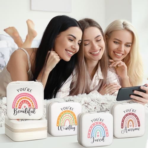 Kenning 6 Pcs Rainbow Inspirational Travel Jewelry Boxes Inspirational Gifts Travel Jewelry Case Employee Appreciation Gifts for Women