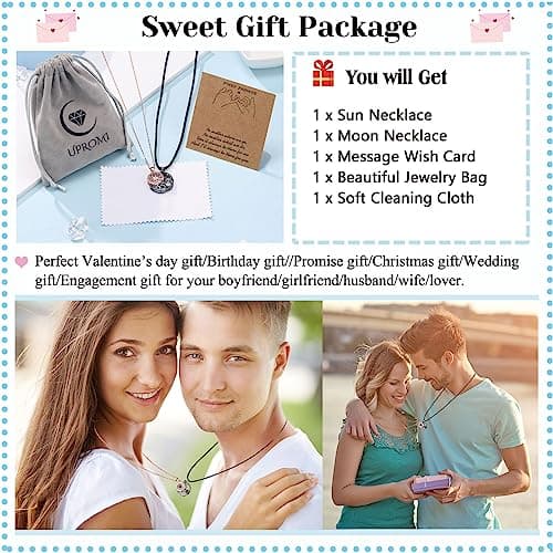 UPROMI Couple Necklace for Boyfriend/Girlfriend/Husband/Man/Soulmate, Anniversary Christmas Birthday Wedding Gifts for Him Her