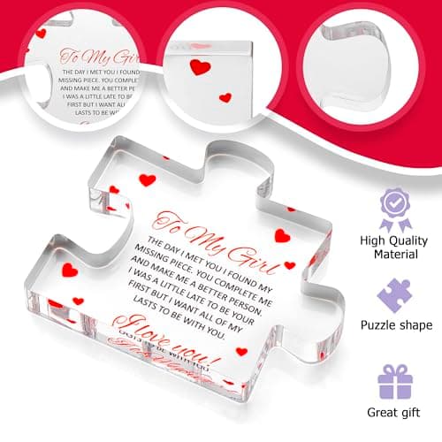 Romantic Gifts for Girlfriend - to My Girl Sentimental Gifts for Women - Engraved Acrylic Block Puzzle - Valentine's Day Gifts for Her for Her - Fiance Birthday Gifts for Women