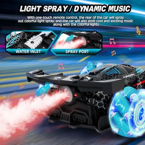 RC Stunt Car, Gesture Sensing RC Cars for Boys Girls, 2.4GHz 4WD Remote Control Car with 360° Rotating, Lights, Music, Spray, Toy Cars for Kids Age 6 7 8 9 10 11 12 Year Old Birthday Gifts