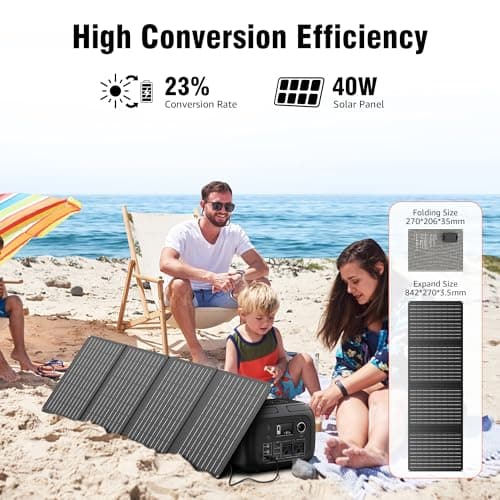 Solar Powered Generator 300W Peak/70400mAh, 260Wh Portable Power Station with Panels 40W Included, Solar Generator with AC Outlet 110V for Home Use, Camping, Outdoor, Power Backup