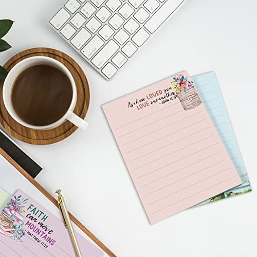 8 Pack Christian Sticky Notes Samll Scripture Inspirational Memo Pads Floral Design Adhesive Religious Bible Verse Quotes Notepads for Writing Diary Lists Schedules, 4 x 5. 5 Inch(Fresh Style)