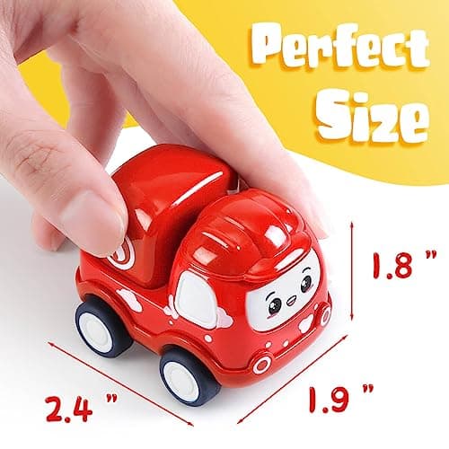 Mini Car Toys for 1 Year Old Boy Gifts, 12 Sets Pull-Back Trucks with Playmat/Storage Box for Toddlers Age 1-2, Baby Toys 12-18 Months, 1st Christmas Birthday Gifts for One Year Olds