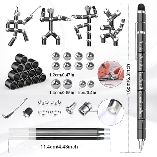 Gifts for Men Fidget Pen, Stocking Stuffers for Teens, White Elephant Gifts for Adults, Anniversary Birthday Gift for Men Him Husband Teenage Boy Brother, Mens Gift for Christmas Multifunction Pen