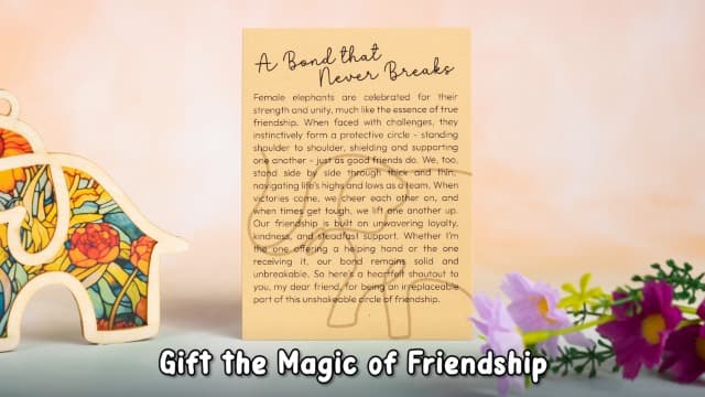 Best Friend Birthday Gifts for Women, Friendship Elephant Ornament with Story Card, Friendship Gifts for Women, Birthday Presents for Best Friends Sisters Special Bond Decor, Suncatcher