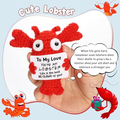 Gifts for Grilfriend Boyfriend Couples - to My Love Handmade Crochet Lobster Gifts, I Love You Gift for Her Him, Romantic Valentines Anniversary Birthday Chrismast Present for Women Men