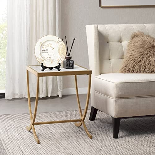 50th Anniversary Wedding Gifts for Couple/Parents/Grandparents, 50th Golden Presents for Marriage, Gold Porcelain Keepsake Plate with Stand, 10 inch