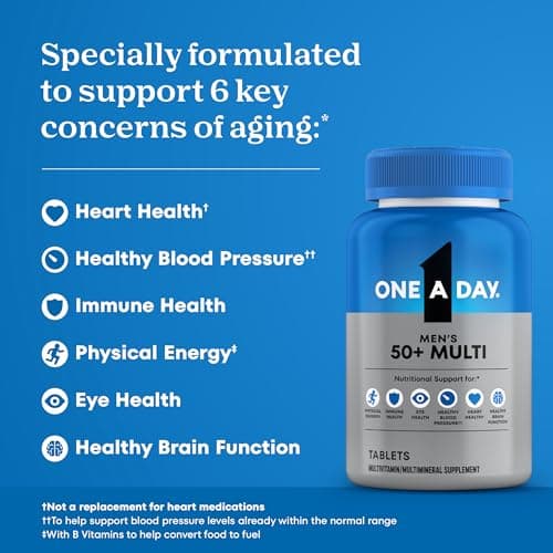 ONE A DAY One A Day Men’s 50+ Healthy Advantage Multivitamin, Multivitamin for Men with Vitamins A, C, E, B6, B12, Calcium and Vitamin D, Tablet, 200 Count (Pack of 1)