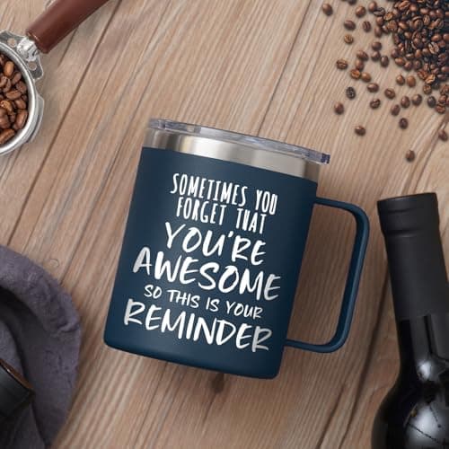NOWWISH Birthday Gifts for Men - Awesome Coffee Mug, Inspirational & Holiday Presents for Men Him Boyfriend Husband, 14oz Navy Blue