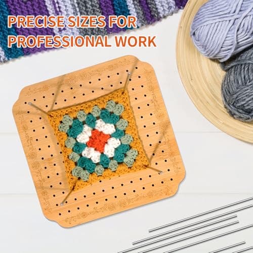 CraftyManor 7.6 in Blocking Boards for Crochet Projects with Rose Pattern, Crochet Blocking Board with Pegs, Granny Square Blocking Board with 20 Stainless Steel Pegs, Bamboo