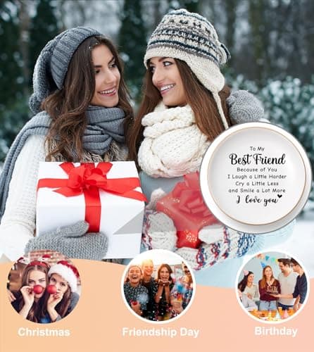 Friendship Gifts for Women Best Friend - Ceramic Jewelry Dish Tray Presents for Female Firends Bestie Sister Coworkers Birthday Mothers Day