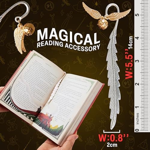 Harry Potter Metal Bookmark with Hanging Charm Golden Snitch Hogwarts Reading Gifts Book Lovers Gift Box (Golden Snitch)