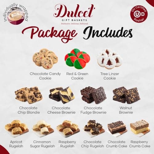 Dulcet Gift Baskets Merry Christmas Gift Baskets for Families Fresh Bakery Sampler Gift Basket Ideal Gift for Holiday Gifting to Women, Business Clients, Neighbors.