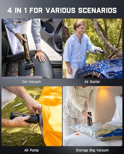 Fanttik Slim V8 APEX Car Vacuum, 4-in-1 Portable Mini Cordless Vacuum with 19000pa Suction Power, Type-C Charge, 2 Suction Modes, Handheld Vacuum for Small Jobs, Car, Office Desk, Keyboards (Black)