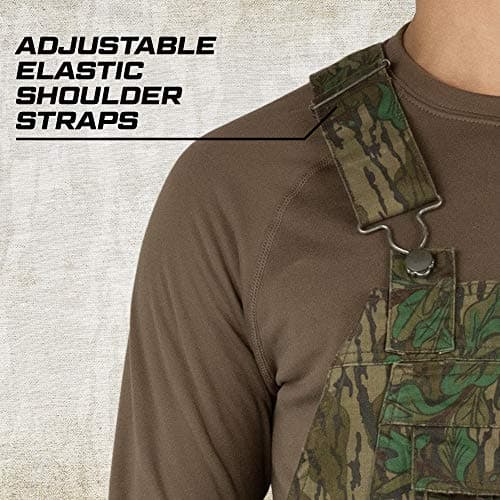 Mossy Oak Cotton Mill 2.0 Camo Hunting Bibs, Uninsulated Camo Overalls for Men