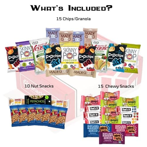Vegan Snack Box Assortment Care Pacakge Variety Pack (40 Count) | Fathers Day, Holiday, Teachers, Back to School, Date Night, College, Gift Baskets, Student, Birthday, Chips, Office, Military, Gift Ideas