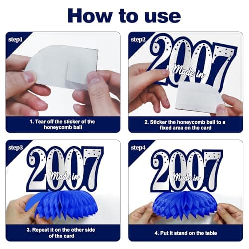 11Pcs 18th Birthday Decorations Kit for Boys Men, Blue Sliver Happy 18th Birthday Banner, Awesome Since 2007 Centerpieces Swirls Party Supplies, Eighteen Bday Banner Ceiling Table Topper Sign