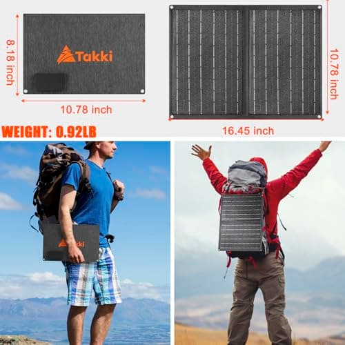Takki 120W Peak Solar Generator Portable Power Station with 21W Panels, 88Wh Solar Charger Power Bank AC DC USB Ports for Camping Tent Laptop Outdoor Emergency