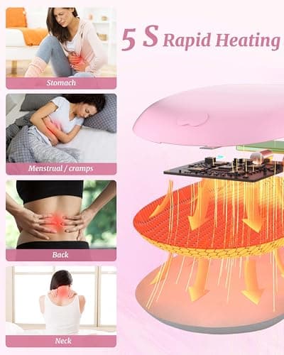 FSA HSA Eligible Portable Heating Pad for Cramps, Upgrade Cordless Electric Period Fast Heating Pad for Back Pain Relief Menstrual Belt 6 Heat 6 Massage Modes Gifts for Women Girls Her Girlfriend Pink
