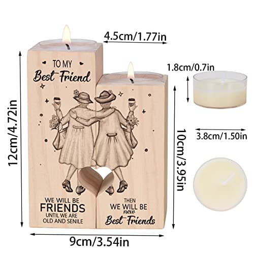 Candle Holder for Friend - Gifts for Friends，Women Female Girl Friends Personalized Custom Friendship Birthday Gift，Best Women Gift Idea for Christmas Thanksgiving