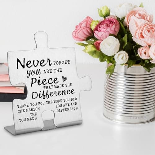 Thank you Appreciation gifts for Mentor Teacher Nurse, Going Away Gift Retirement Gift for Coworker Boss, Never forget you are the Piece that Made the Difference, Funny Office Desk Decor