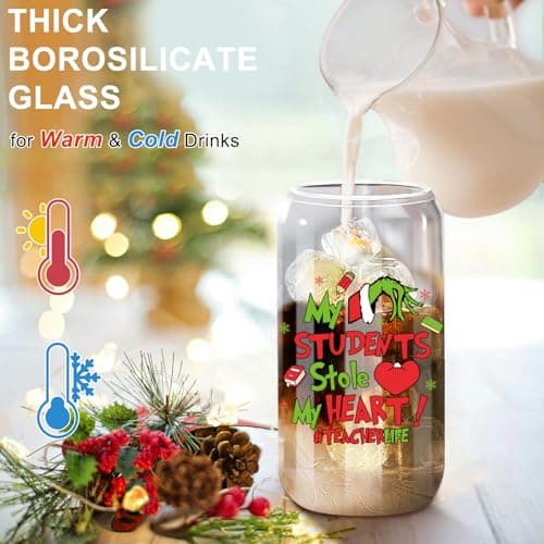 Teacher Christmas Gifts,16oz Funny Christmas Grin-ch Cups for Teachers,Teacher Appreciation Gifts,Thank You Gift End of The Year Teachers Gift for Women from Student