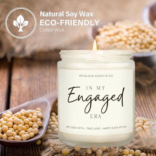 Engagement Gifts for Couples – Lavender Scented Candle for Relaxation & Stress Relief (7oz) – Just Engaged Gifts for Her, Bride to Be, Fiance, Engagement Party Decorations, Handmade