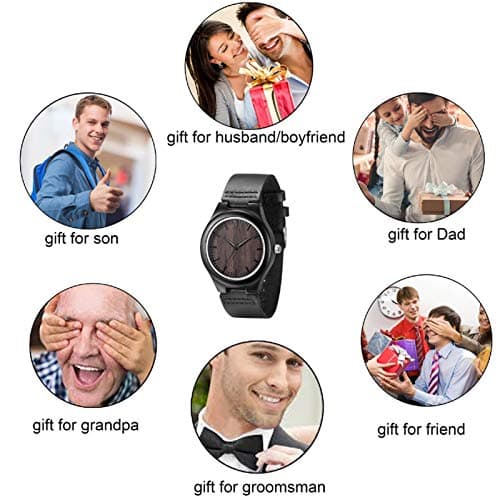 UMIPHIMAT Engraved Wooden Watches for Men - Customized Wood Wrist Watches for Husband Boyfriend Dad Son